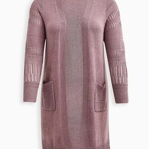 Torrid Purple Cardigan Sweater Long Knit Open Front NWT 3x